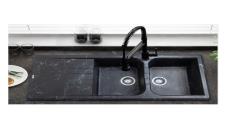 سینک ظرفشویی گرانیتی ونسی مدل M-950 | مشکی رگه سفید