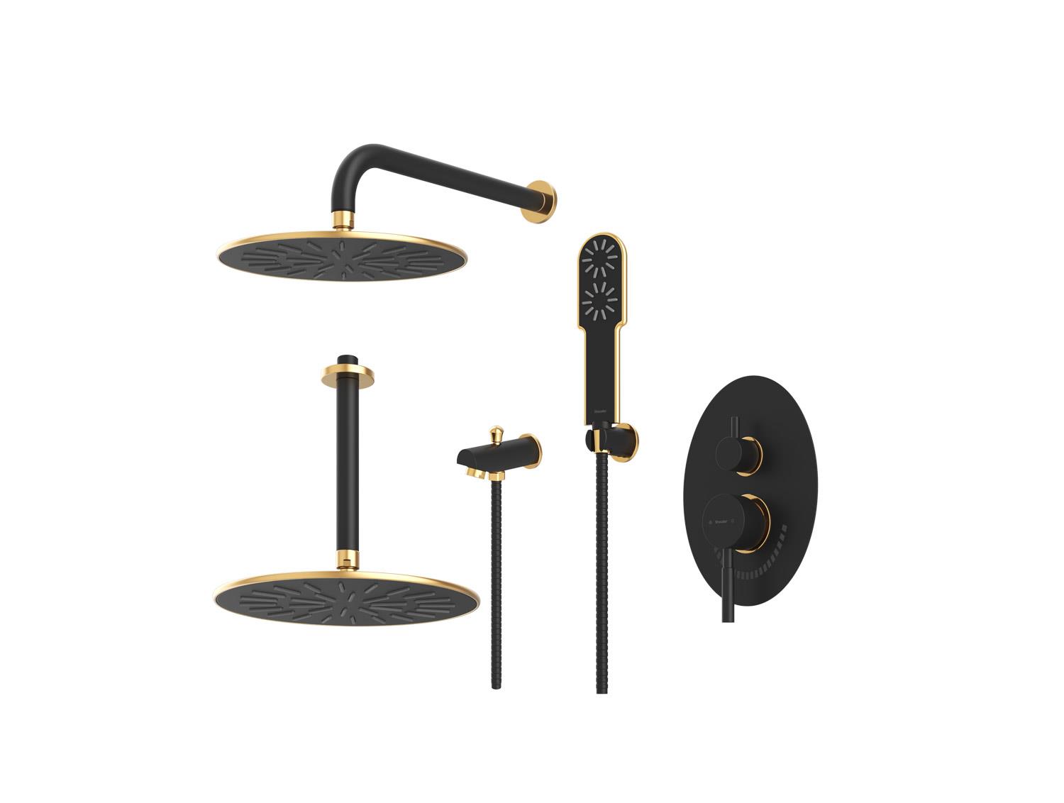 شیر توکار حمام BRASS مدل روگن تیپ چهار | مشکی طلا