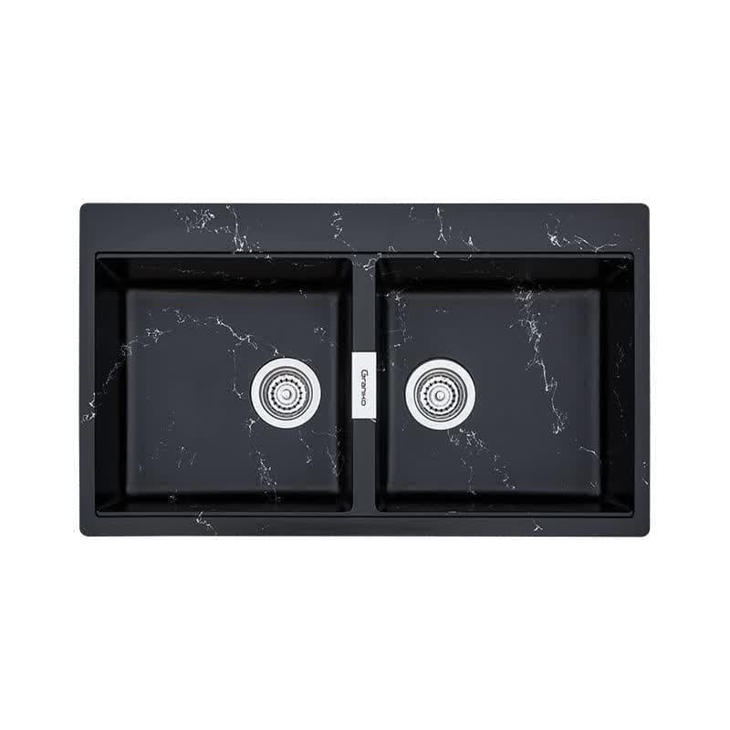 سینک ظرفشویی گرانیتی ونسی مدل M-200 | مشکی رگه سفید